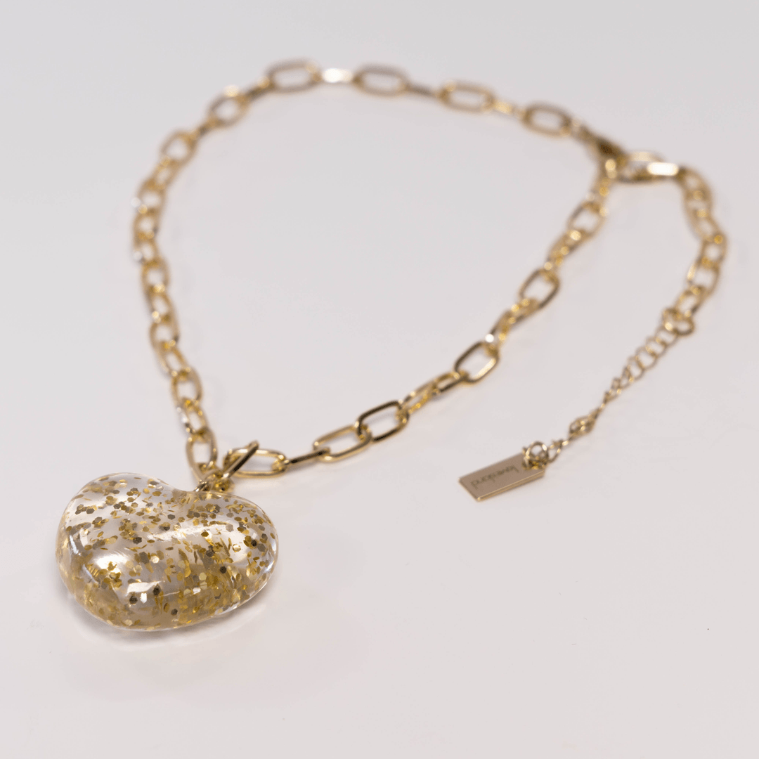 Glitter Puff Heart Necklace
