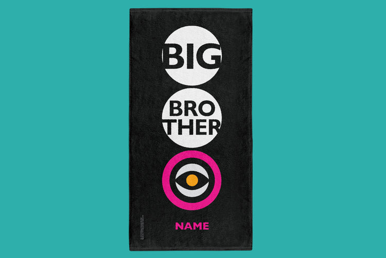 Big Brother Black Beach Towel - Personalised