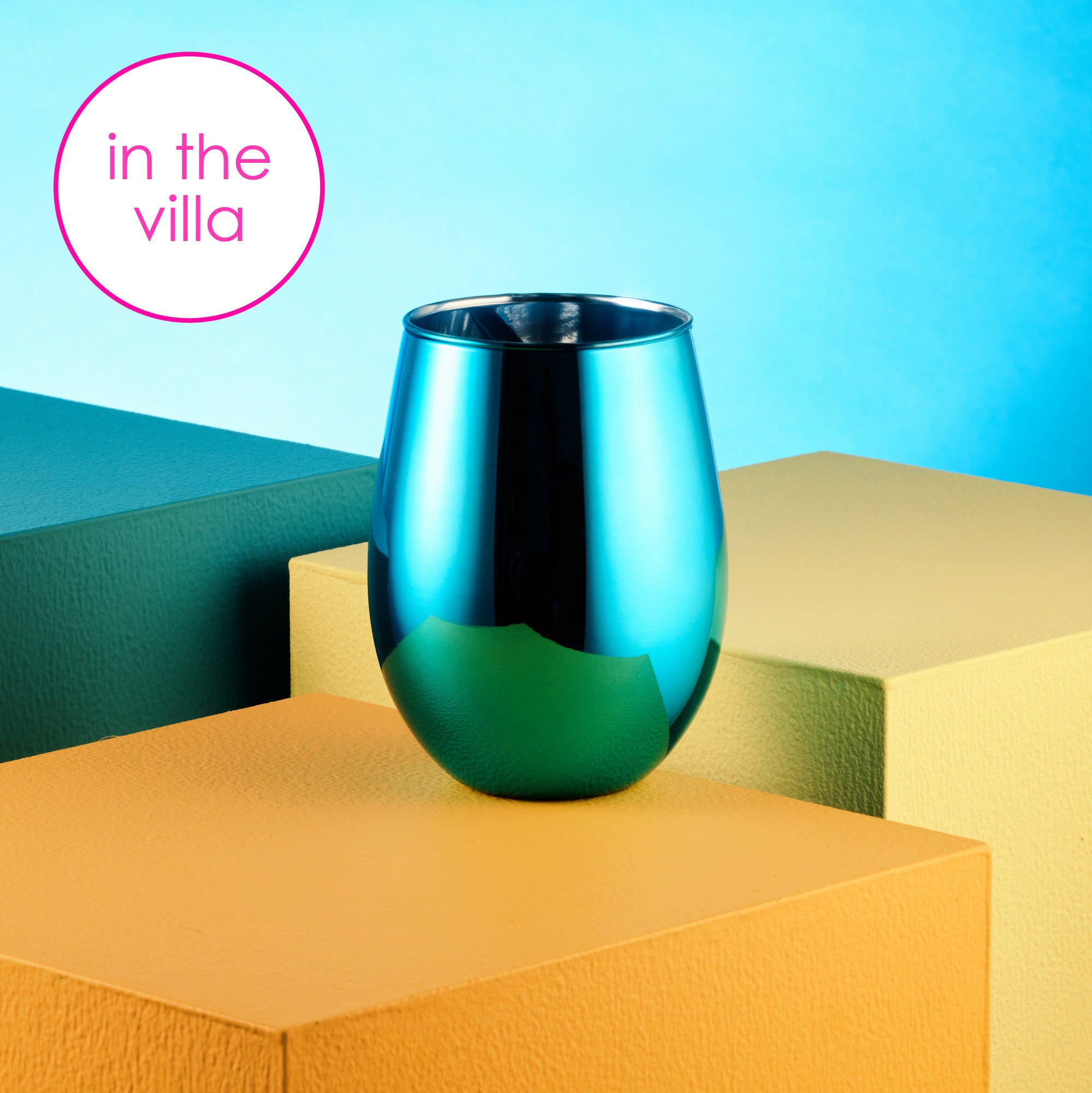Love Island Blue Stemless Wine Glass - Set of 2