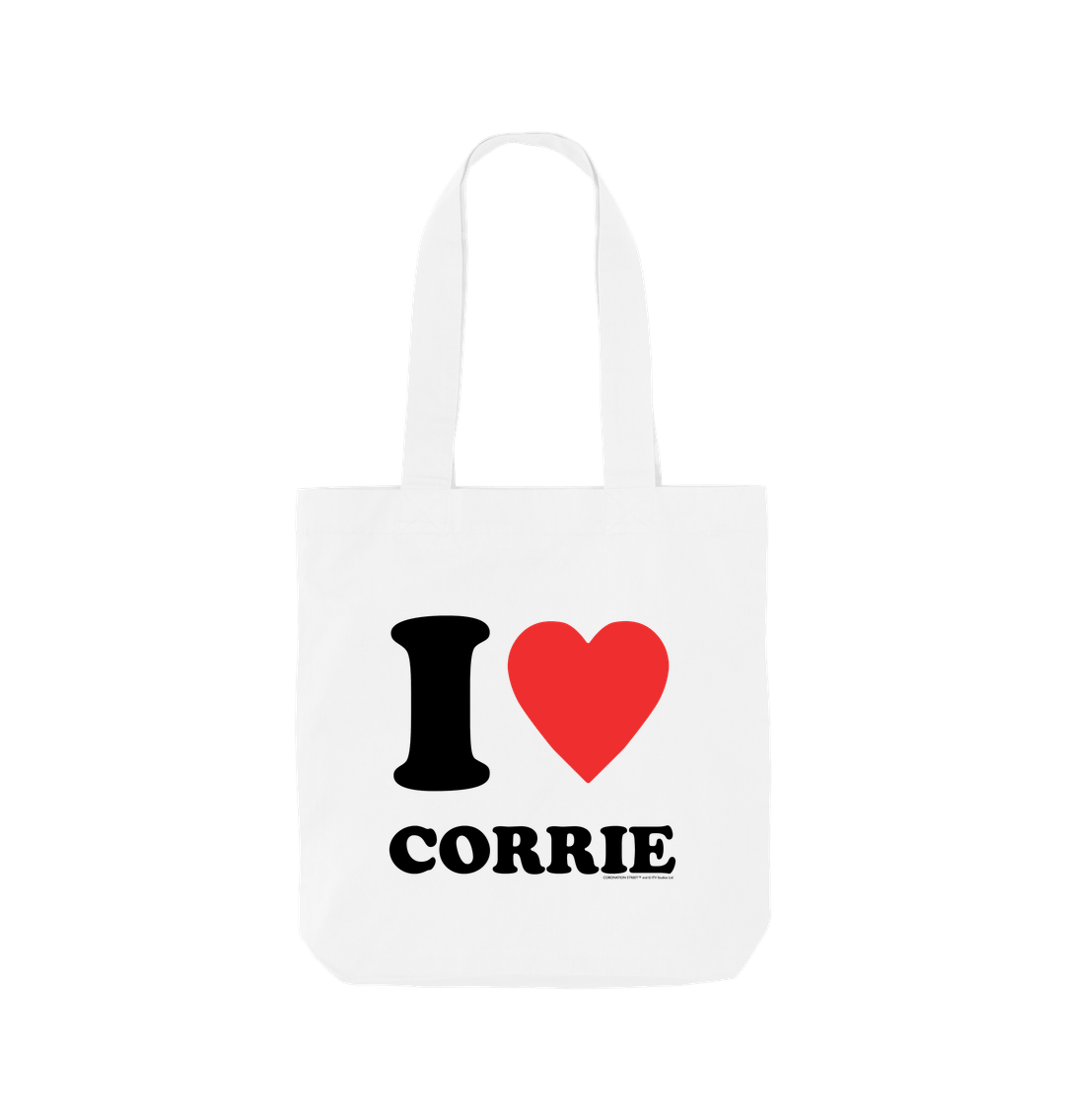 White I Love Corrie Tote Bag