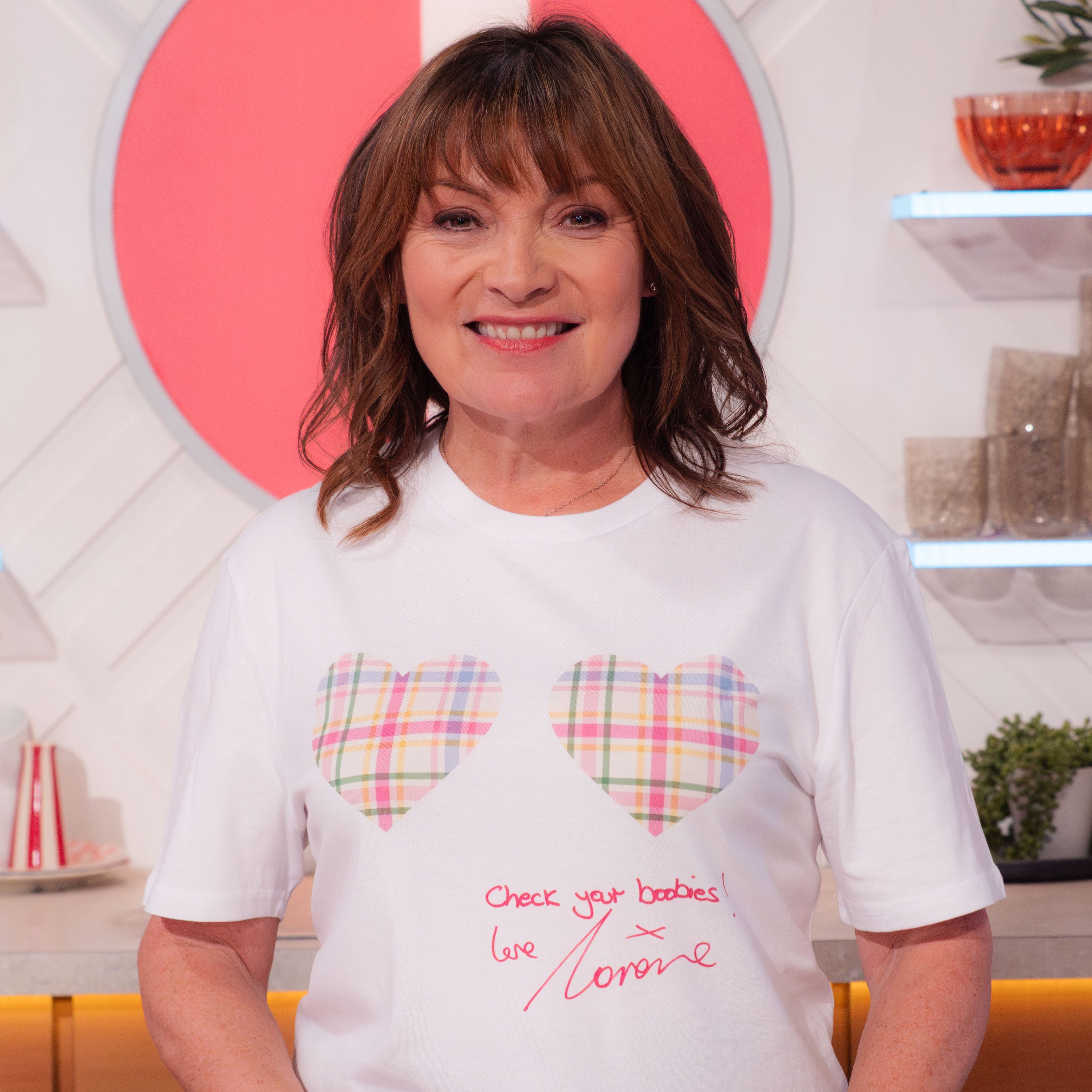 "Check your boobies!" T-shirt - by Lorraine Kelly